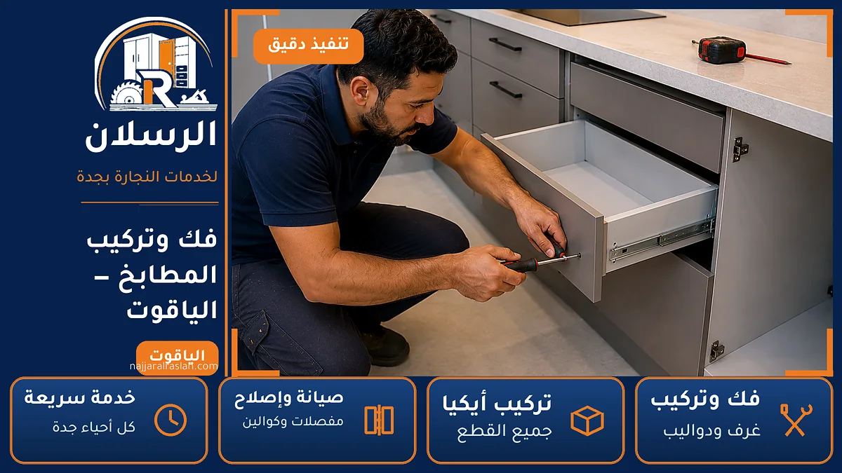 فك وتركيب المطابخ في حي الياقوت بجدة — الرسلان لخدمات النجارة