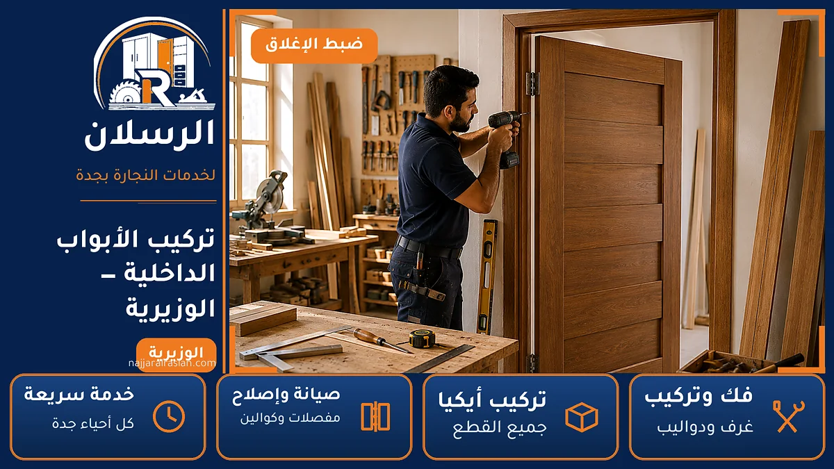 تركيب الأبواب الداخلية في حي الوزيرية بجدة — الرسلان لخدمات النجارة